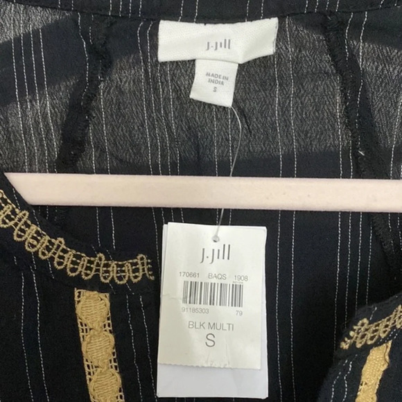 J Jill Boho Embroidered Black Tunic NWT Size Small - Picture 4 of 14